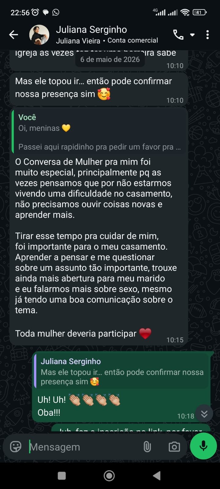 Print de depoimento de aluna da Claudia